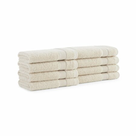 MONARCH BRANDS Aegean Recycled Washcloths 13in x 13in - Solid, Beige, 8PK P-WC-RO-1313-BG